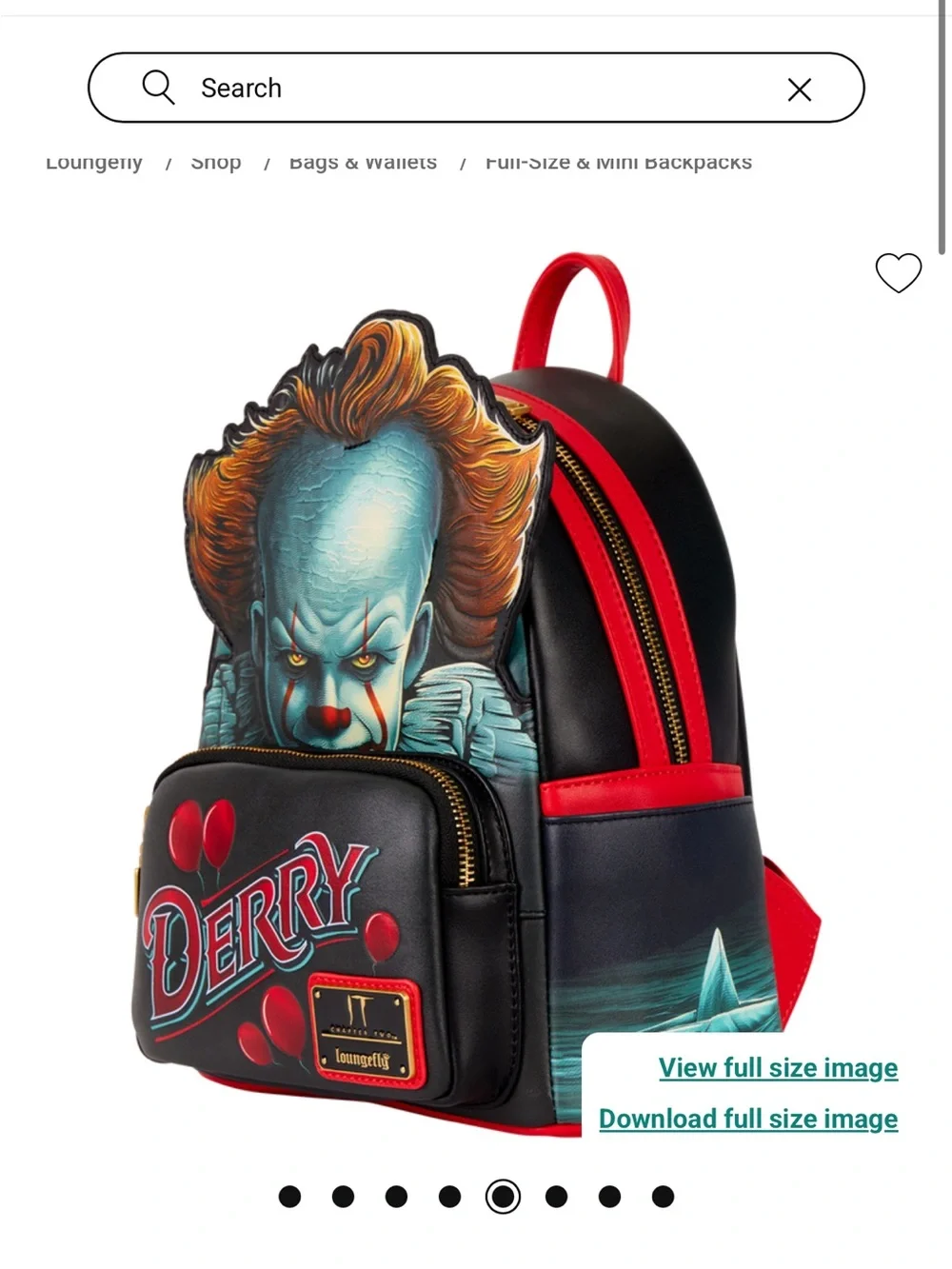 Loungefly IT Derby NEW Backpack Purse Bag Retails $109 Pennywise Baloons